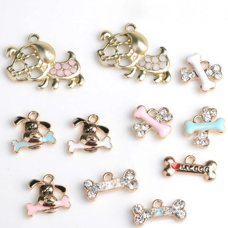 

Gold dog animal shape Hat Bag Metal Enamel Charms Pendant Charms button DIY for Bracelet