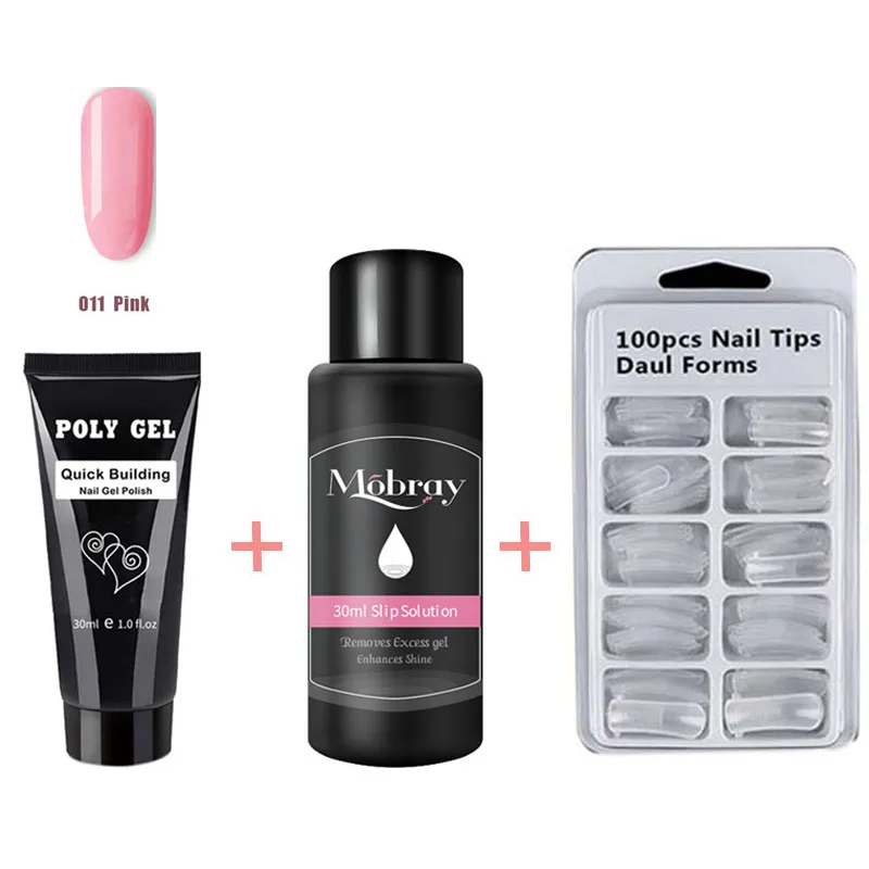 

Poly Extention Gel Kits Nail Art French Nail Clear Camouflage Color Nail Tip Form Crystal UV Gel Slice Brush Nail Polygel kit