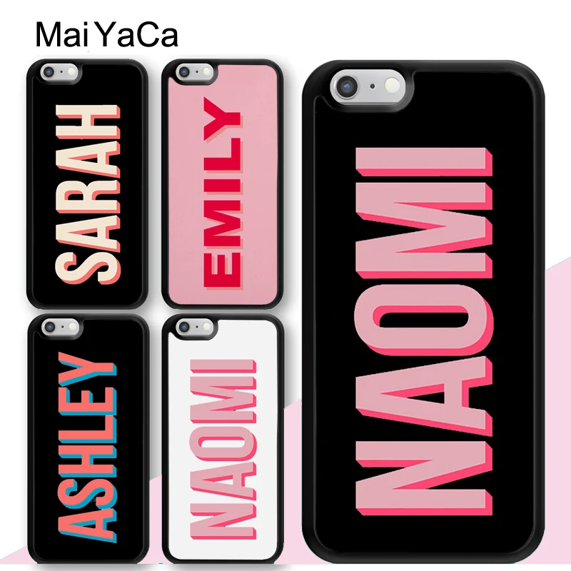 

MaiYaCa Pink PERSONALISED CUSTOM Name INITIALS MONOGRAM Soft Rubber Phone Cases For iPhone 6S 7 8 Plus XS Max XR SE Cover Coque