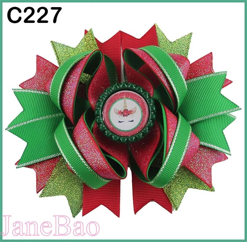

free shipping 32pcs Christmas hair bows Candy Cane Bow Santa Hair clip Reindeer Holiday Merry Christmas Hair Bow-B
