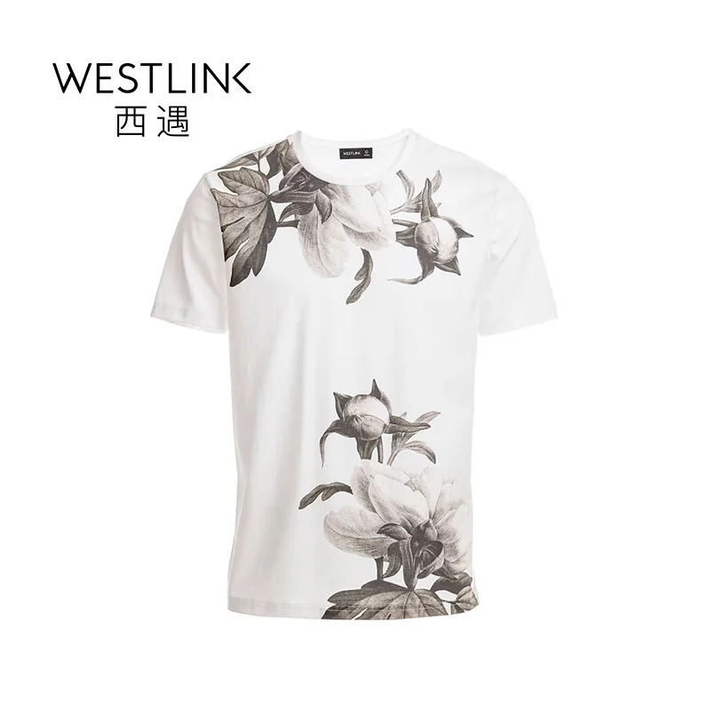 Westlink Print Pure Cotton Knitted O neck Short Sleeve