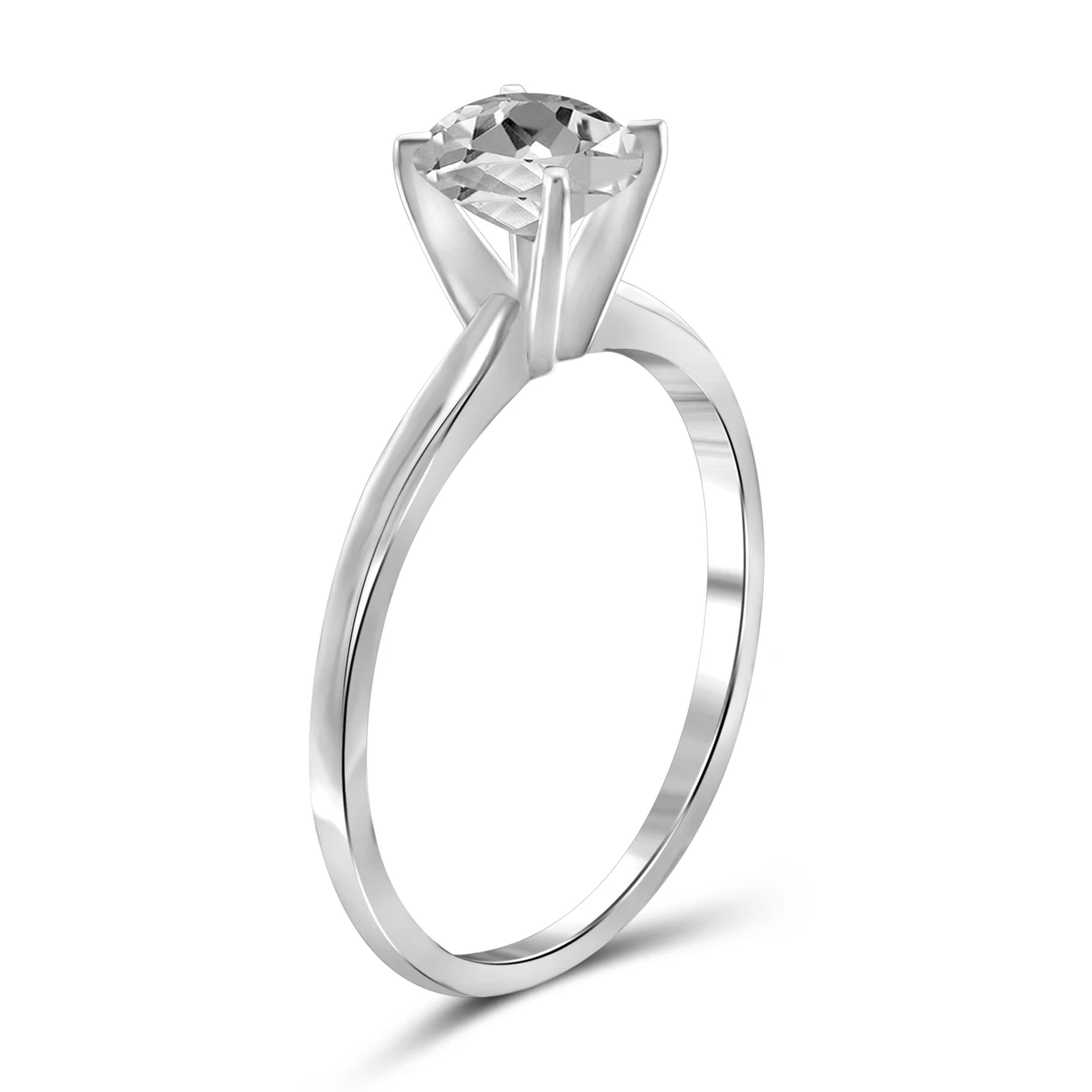 JewelonFire 1.00 Carat T.G.W. White Topaz Sterling Silver Solitaire Ring (1)