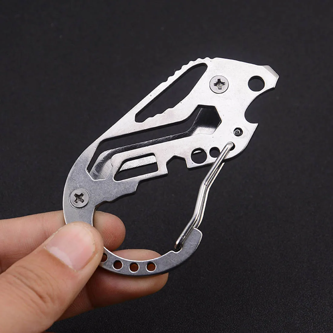 

Hot Sale Stainless Steel EDC Multi-function Key Holder Clip Keychain Quick draw Screwdriver Wrench Carabiner camping equipment