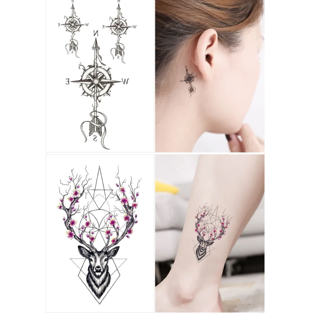 

New Waterproof Temporary Tattoo sticker old school rose pattern tattoo Water Transfer tattoo flash tattoo