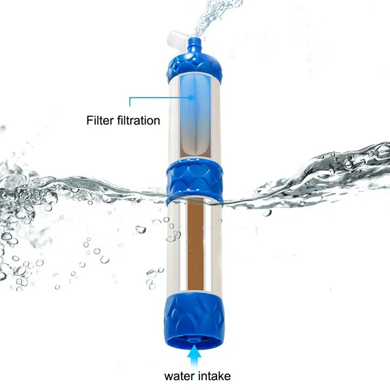 Portable Outdoor  Soldier Water Filter Purifier Hiking Camping Survival Emergency Pressurized Water Purification Pipe 40MR1806