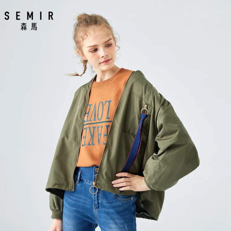Very best SEMIR Jacket women letter printing 2019 popular ribbon BF wind bomber jacket Korean trend girl earl