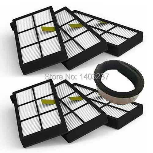 

6 pack HEPA Filter filters 1 Plastic Bumper Guard Black Pad For iRobot Roomba 800 Series 870 880 900 series 980 Vacuum Robotic