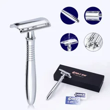 Waterproof Double-Sided Shaver Fashion Men’S Manual Razor Extended Handles With 5pcs Blade And High Quality Box