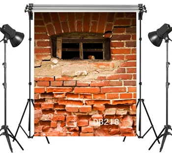 

LB Polyester & Vinyl Cracked Red Brick Wall Window Newborn Backdrops Background For Photography Studio Backdrop Photo Props