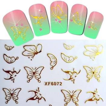 

1sheet New Fashion 3d Stickers for nails tips Gold Butterfly Decals Wraps Nail Art Tattoos Decoration DIY Nail Tools LAXF6072-1