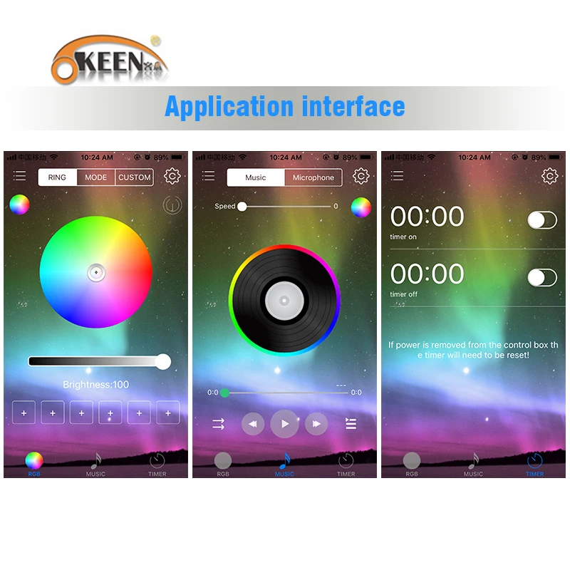 OKEEN APP управление автомобиля RGB Светодиодное колесо для бровей неоновые огни