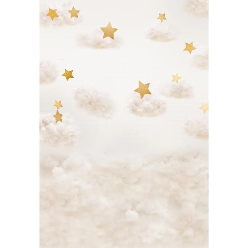 MEHOFOTO Виниловый фон для фотосъемки с изображением золотых звезд из хлопка облаков на день рождения детей