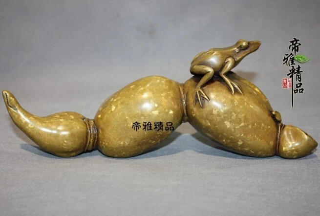 

China Royal Bronze Copper Gild Lucky Lotus Root Frog Decoration Statue Sculpture