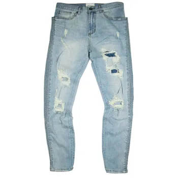 

2018 Street style New Ripped Frayed Pants For Men hip-hop slim hole washing mens jeans pants skateboard tide male tide Pencil