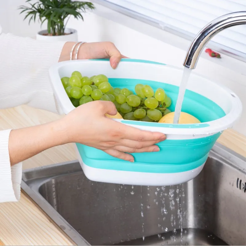 

Folding Drain Basket Retractable Fruit Basket Home Folding Washing Vegetable Fruit Basin High Capacity Cleaning Supplies