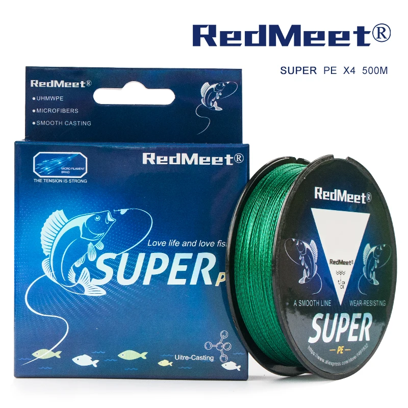 Бренд RedMeet 500 м 4 нити мультифиламентные ПЭ плетеные лески для ловли карпа супер сильная японская леска 5 цветов на выбор