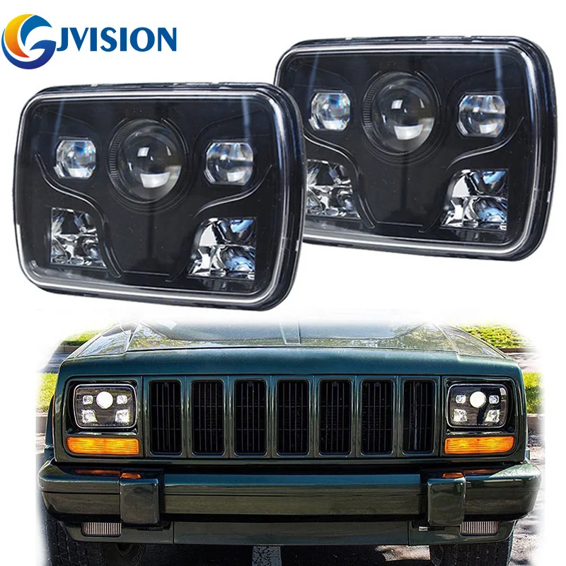 For Jeep Cherokee XJ Motorcycle 7x6 inch headlights 5x7'' Rectangular