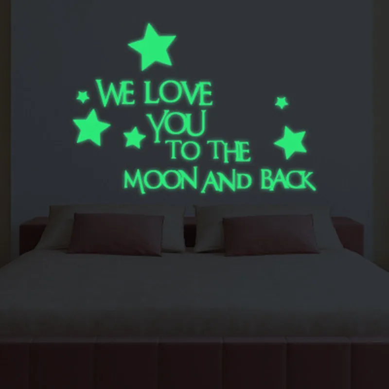 Наклейки на стены с динозаврами светится в темноте, украшения с Луной и звездой, светящиеся виниловые наклейки на стену для детской спальни, детской комнаты