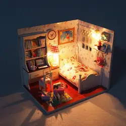 J009 молодежи история поделки из дерева миниатюрные спальня Кукольный дом Мебель игрушка Miniatura Модель Кукольный домик ручной работы подарок