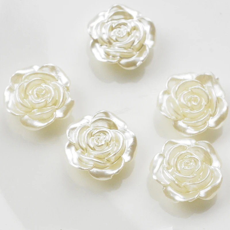 

FLTMRH 12MM 100PCS White Flower Simulated Half Pearl Beads Decoration Crafts Flat Back Cabochon Beads DIY Jewelry Making