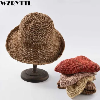 

2019 New Crochet Straw Hat Bucket Sun Cap Women Beach Hats Summer Floppy hat
