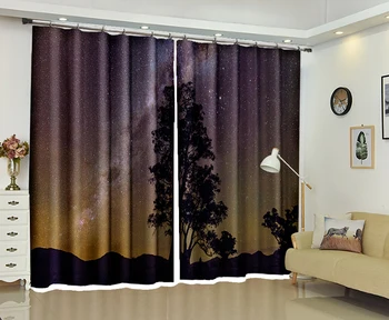 

Night print Modern 3D Blackout Curtains For Living room Bedroom Hotel Office Drapes Cortinas para sala Dormitorio Rideaux