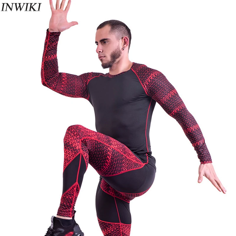 

Men Long Sleeve Running Sets Yoga Sets Quick Dry Basketball Gym Jogging Suit Compression Yoga Sport Fitness Set Sport Clothes