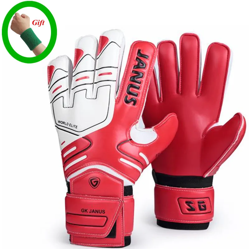 Профессиональные латексные вратарские перчатки, футбольные тренировочные Утепленные перчатки, футбольные вратарские перчатки - Цвет: red