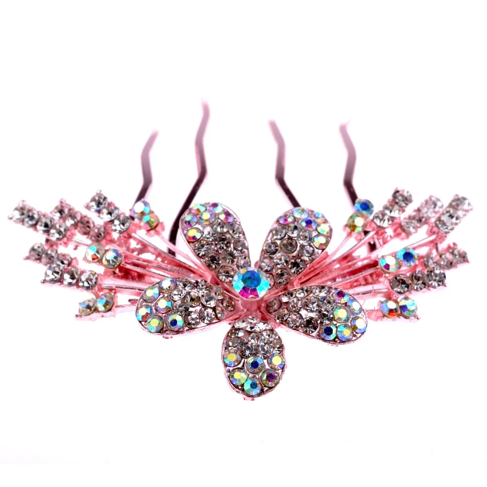 

Shosixuan Color and Golden Clear Crystals and Pearls Leaves Wedding Hair Comb Bridal Headpiece Hair accessories