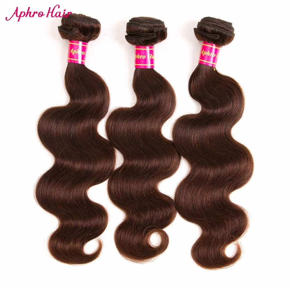 Aphro Hair Brazilian Body Wave Human Hair Extensions 1 Piece Non-Remy Hair Bundles Light Brown Color #4 Free Shipping 8