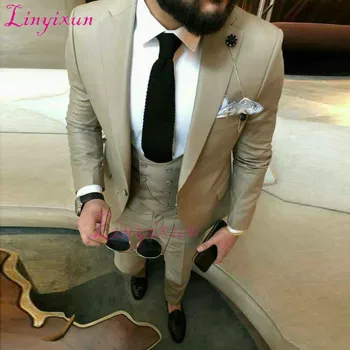 

Linyixun Men Suits Designers 2018 Men Suit Slim Fit Groom Tuxedo Wedding Suits Custom Prom Blazer Business Double Breasted Suit