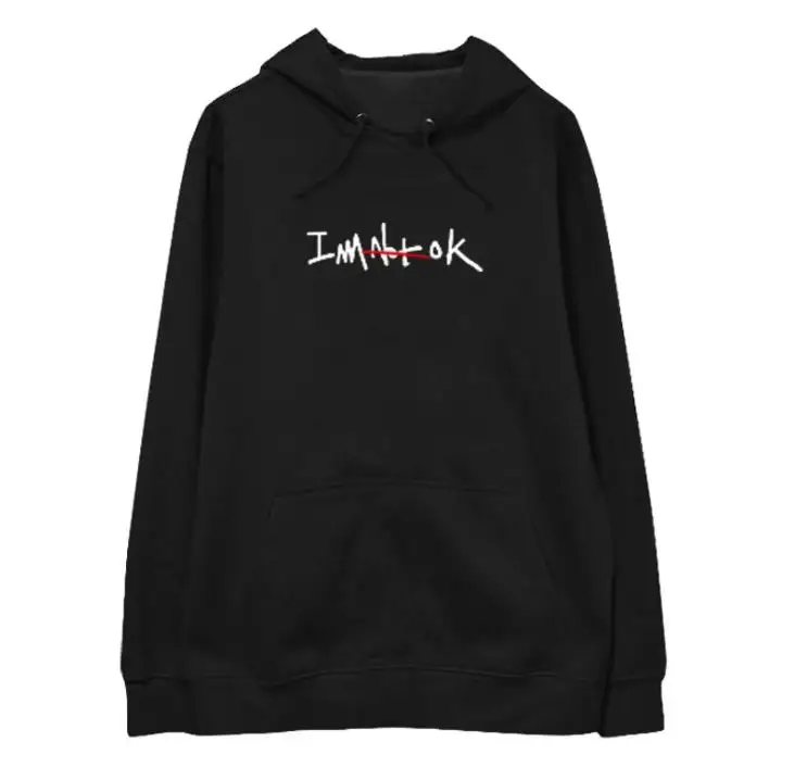 

New arrival Kpop ikon album i'm ok same printing pullover hoodies unisex fashion loose fleece/thin sweatshirt 5 colors
