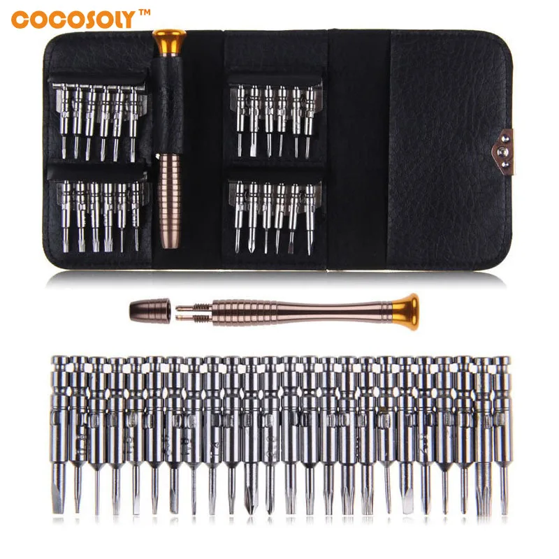 

COCOSOLY 25 in 1 Precision Multifunction Mini Screwdriver Set Torx Slotted Magnetic Philips Repair Tools Kit for Cellphone