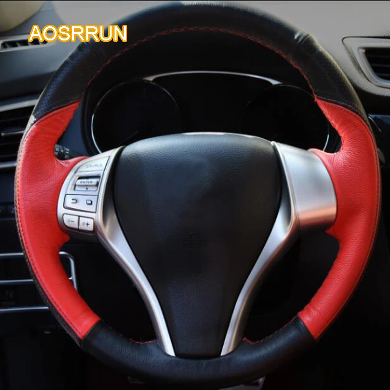 AOSRRUN genuine leather car steering wheel cover Car accessories For