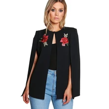 Плюс размер Цветочная вышивка плащ черный Блейзер Женский Открытый стежок сплошной цвет базовые Топы Большой размер fomal плащ пальто Верхняя одежда 6XL