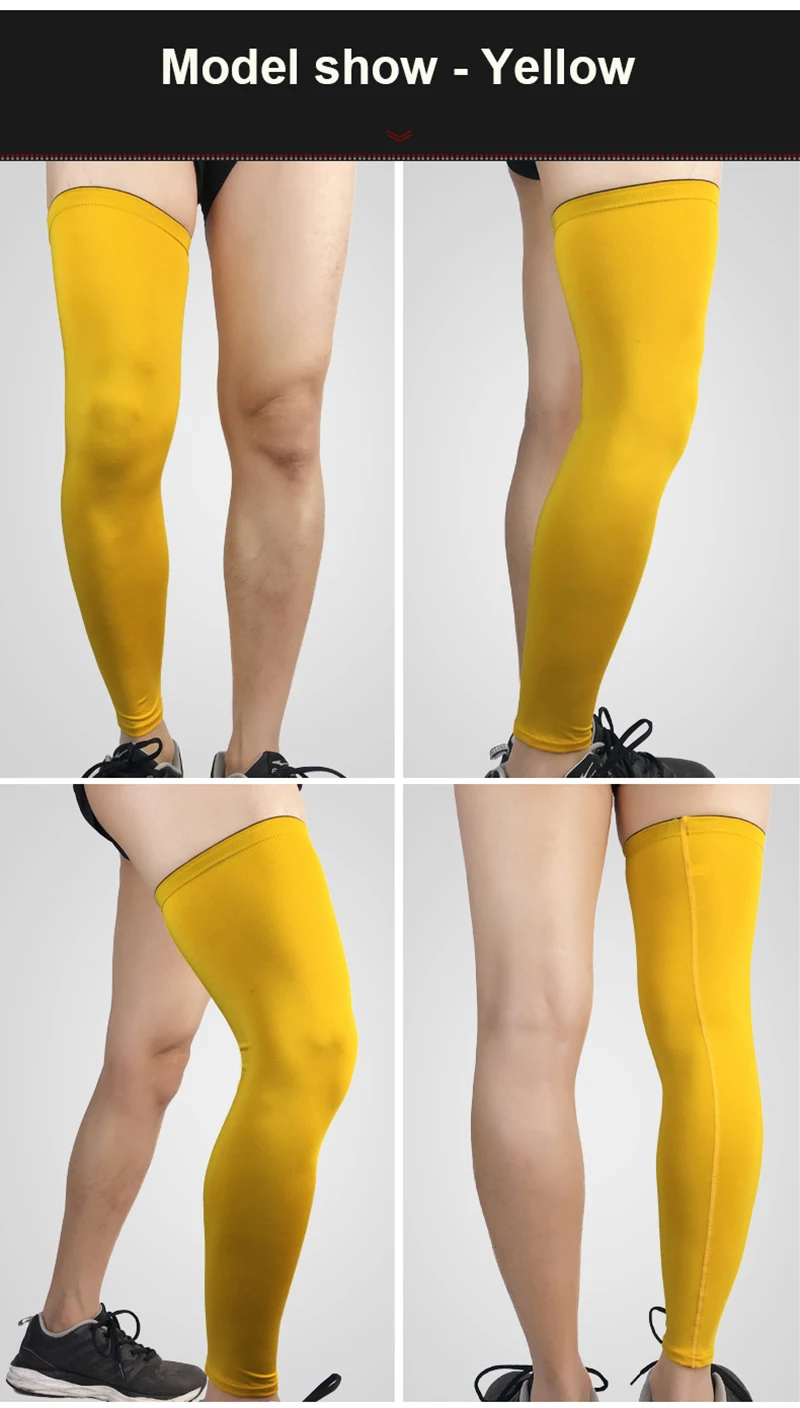 Компрессионный Эластичный Силиконовый Противоскользящий длинный наколенник для поддержки голени, защита для голени, баскетбола, ног, рукава, наколенники для спортзала