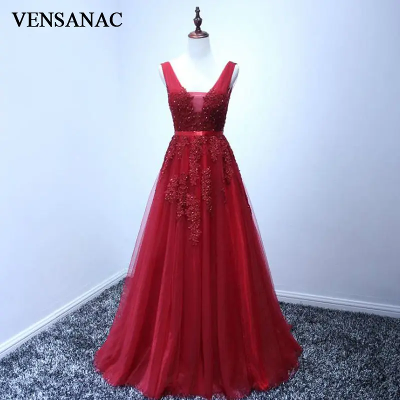 VENSANAC 2018 A Line Lace Appliques V Neck