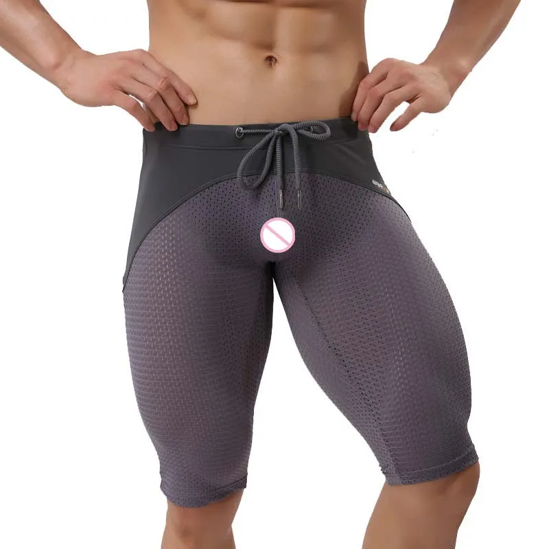 

Brave Person 2019 New Mens Shorts Surf Board Shorts Tights Transparent Mesh Long Boardshorts Bodybuilding Workout Jogger