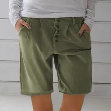 WOMAIL Продукт Модные Женские однотонные удобные крутые хлопковые и льняные карманы повседневные винтажные шорты W30604
