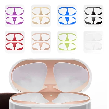 

Sticker For Apple AirPods 2 1 Metal Dust Guard Sticker Earphone Accessories Kit Dust-proof Skin Protective Sticker For AirPods 2