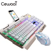 CEWAAL Backlight USB Wired Mechanical Keyboards Keypad Mouse Combos Set 2400DPI Durable Wired Mechanical Keyboard Mouse Set
