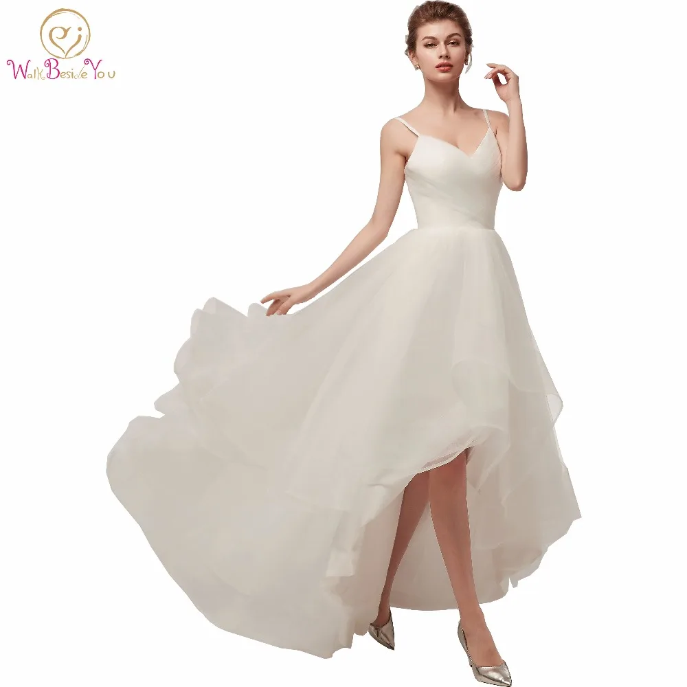 Chanym95warrior Comprar Vestidos De Novia Color Marfil Con Tirantes Finos Cuello En V Y Tul Frente Largo Espalda Larga Playa Boho Recien Llegados Online Baratos