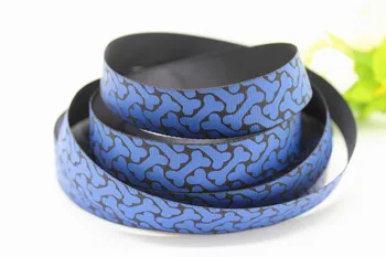 

New arrival wholesale 50yards/lot 1'' 25-26mm dark blue bone printed Grosgrain ribbon hair bow diy party decoration