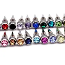 6 мм одиночные сережки-гвоздики из нержавеющей стали, сережки-гвоздики из человеческого тела 24 стиль драгоценный камень