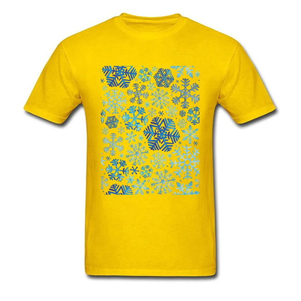 2018 Men Tshirts Crew Neck Short Sleeve Cotton Fabric Snowflakes Tops Shirt Summer T-Shirt Drop Shipping Snowflakes yellow