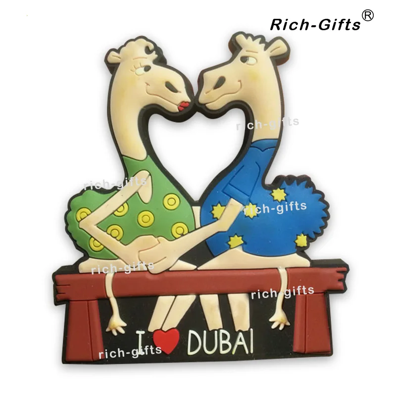 

1000PCS/Lot Free Customized Promotion Gifts With Your Logo Tourist Souvenirs PVC Fridge Magnets Multicolor Dubai Camel (RC-DI)