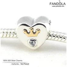 Величественное сердце Шарм Подходит браслет стерлингового серебра 925 прозрачные бусины из циркона для DIY ювелирных изделий Berloque