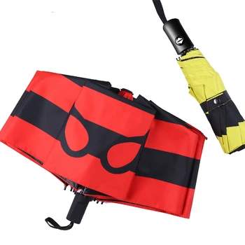 

Creative Man Small Black Umbrella Woman Parasol Cartoon Kids Fully Automatic Umbrella Sun Protection Student 3 Folding Umbrella