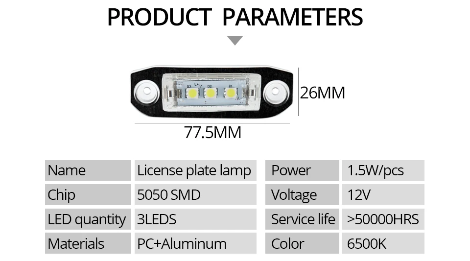 Canbus LED License Plate Lights 6500K White Car Styling Number PLate Lamp For Volvo S80 XC90 S40 V60 XC60 S60 C70 V50 XC70 V70  (4)