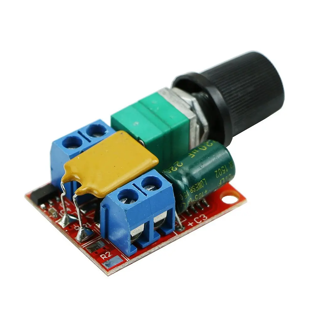 

Mini DC Motor PWM Speed Controller 3V-35V Speed Control Switch LED Dimmer 5A